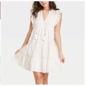 Knox Rose - White flutter sleece Boho Dress